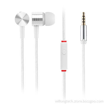 Metal parts with stereo, colors, mic, deep bass of metal earphone